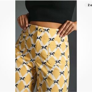 NWT Anthropologie Colette yellow horses pants size 29!